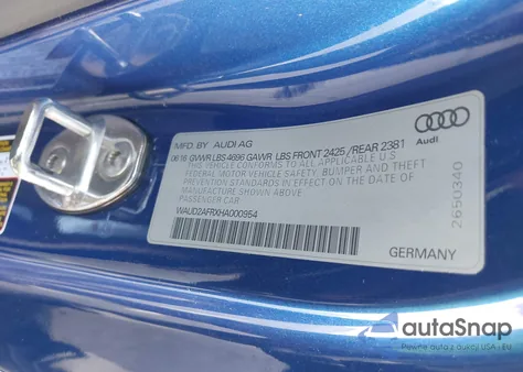 2017 Audi A5 2.0T Sport from USA, damaged, VIN WAUD2AFRXHA000954